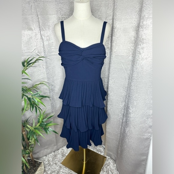 NWT Gianni Bini Danica Tiered Ruffle Sweetheart Dress in Navy Sz 8 - Picture 2 of 14